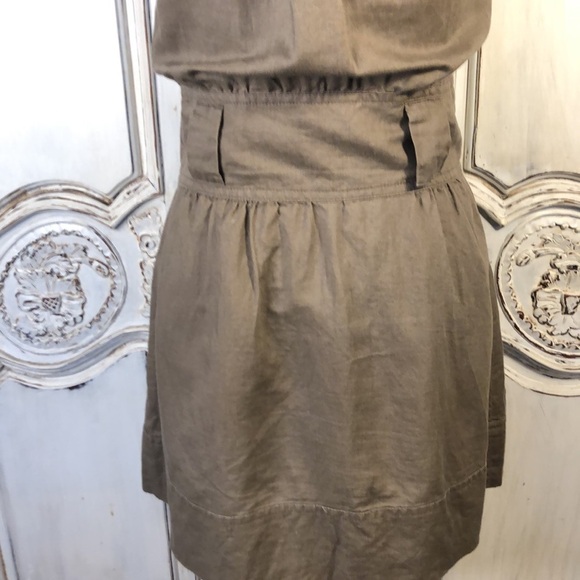 Silence & Noise Khaki Cotton Linen Blend Short Sleeve Button Down Safari Dress - Picture 11 of 13